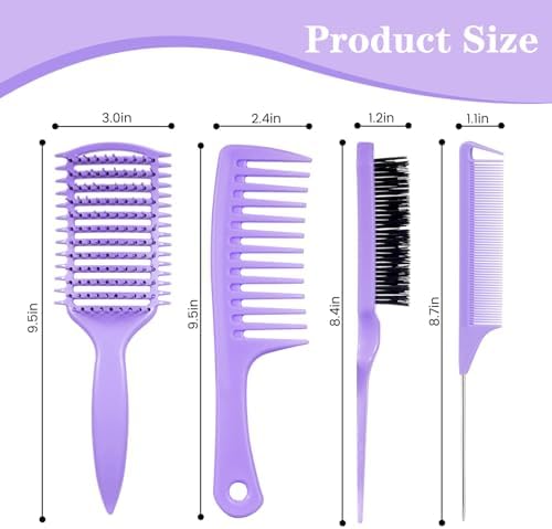 Curl Defining Brush, Vented Curly Hair Brush for Effortlessly Detangling Shaping and Defining Women's Men's Curls on All Wet or Dry Hair Types, Reduces Frizz (Purple) - Image 6