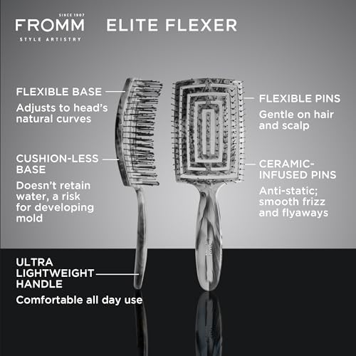 Fromm Professional Elite Flexer Ceramic x Ionic Wet & Dry Detangling Vent Brush | Gentle Hair Detangler & Massage Brush Smooths Frizz & Flyaways, Glides Through Medium to Thick Hair, Easy to Clean - Image 2