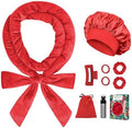 Gwabee Heatless Curls Overnight Hair Curlers to Sleep In, 9 PCS Velvet Heatless Hair Curler Overnight Curls for Women Long Medium Hair Volumes, Heatless Curling Waves Set with Sleep Bonnet - Red by Gwabee