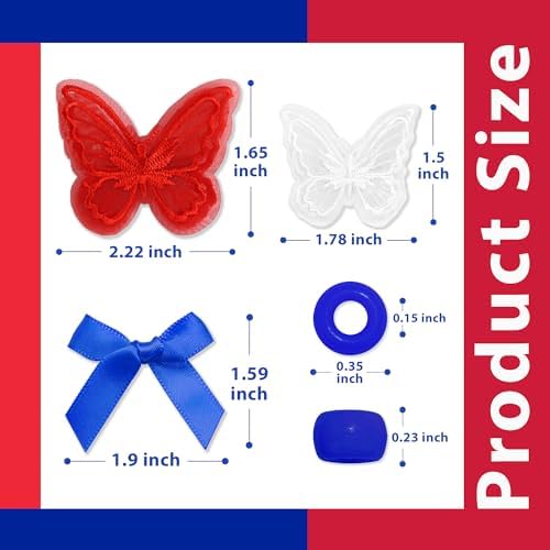 100pcs Hair Beads for Kids Girls Navy Satin Small Hair Bows Acrylic Loc Dreadlock Lace Embroidery Butterfly Hair Clips National Flag Colors Silicone Beads for Braids - Image 4