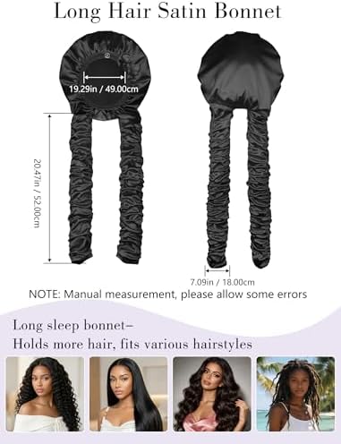 Heatless Curl Satin Bonnet for Sleeping, No Slip Sleep Bonnet with Long Curling Ribbons for Braids & Long Hair - Image 5
