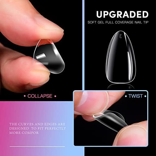 Krofaue 240PCS Almond Nail Tips, Flexible Gel Clear False Nails, 12 Sizes - Image 3