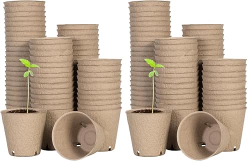 VIVOSUN Peat Pots, 120 Packs 3.15-Inch Seed Starting Pots with Drainage Holes, Round Nursery Pot, 20 Plant Labels for Flowers, Plants, Vegetables, 60Pcs by VIVOSUN