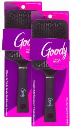 Goody Detangle It Paddle Brush, Black, Custom Style Detangler with Nylon & Boar Bristles, Use as a Detangling or Styling Brush to Tackle Tangles & Knots, For Thick Hair (Pack of 2) by Goody