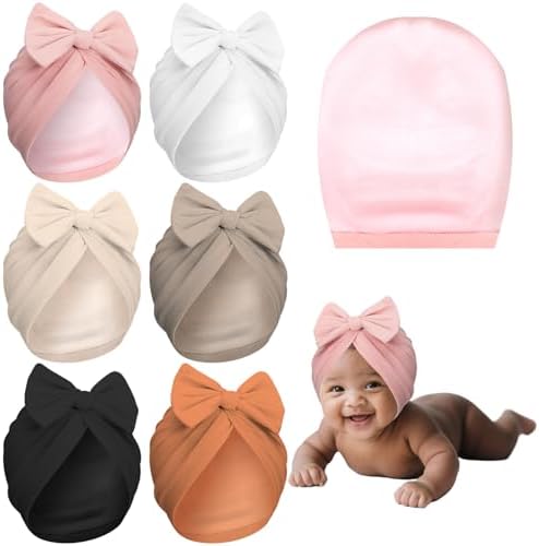 6 Pcs Newborn Satin Bonnet for Infant 0-6 Months by Bunnycool