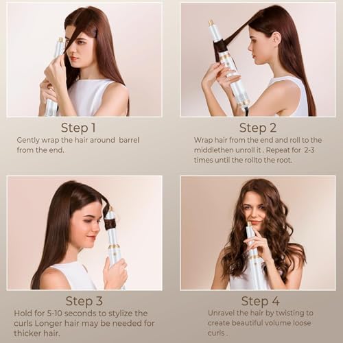 5 in 1 Hair Dryer Brush Set, High Speed Hot Air Styler with Auto Wrap Curlers, Blow Dryer Brush for Drying Curling Straightening, Frizz-Free Volume Styling Tools (Platinum) - Image 7