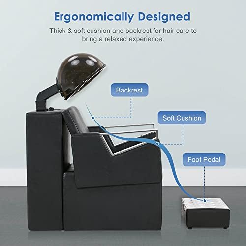 BarberPub 1350W Hooded Bonnet Hair Dryer Chair for Salon 2700 (Black) - Image 5