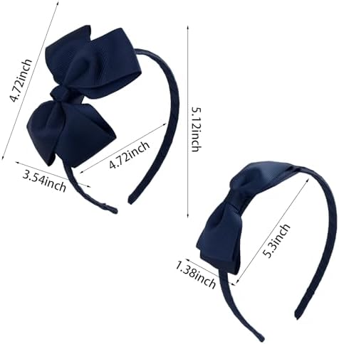 phnydreg Girl Navy Hair Bow Accessories 14 Pieces Uniform Hair Bows Hair Clips Headband for School Toddler Girls - Image 3