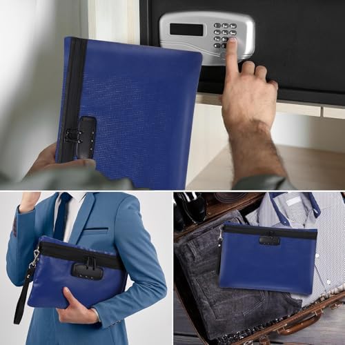 Nezyo 2 Pcs Fireproof Document Bag with Lock, Waterproof Money Pouch,Blue - Image 6