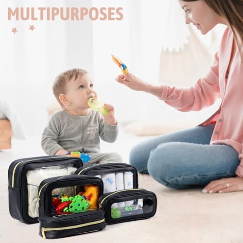 YOPCDJ 5PCS Diaper Bag Organizer Pouch Set, TSA Approved Toiletry Bag，Clear Waterproof TPU Makeup Bag Set Travel Organizer Bags for Women and Kids - Image 5
