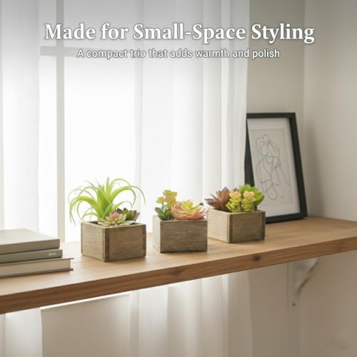 Artificial Succulents Indoor Fake Plants for Home Bathroom Decor Set of 3 - Image 3