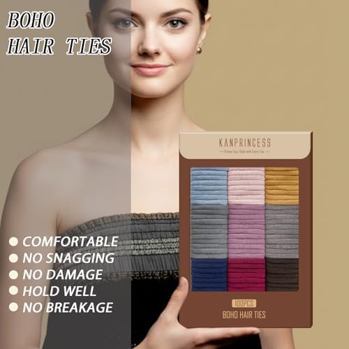 Kanprincess Nylon Hair Ties, 100PCS No-Damage Soft Bands for Women - Image 5