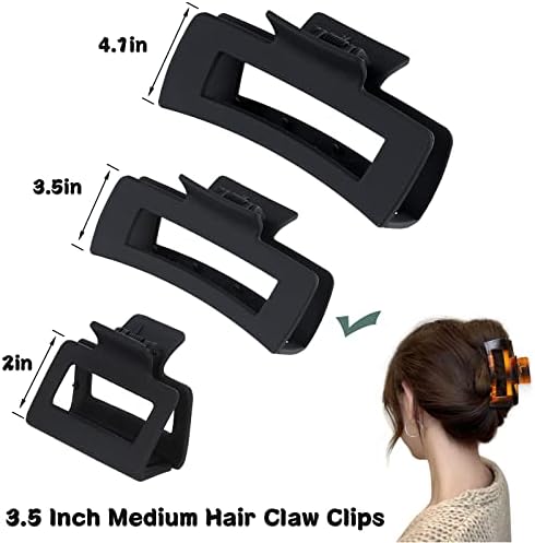 Sisiaipu 3.5 Inch Medium Hair Accessories - 12 Pcs Square Jaw Clips for Thick and Thin Hair, Rectangular Rectangle Basic Color Hair Clips for Women and Girls - Image 5