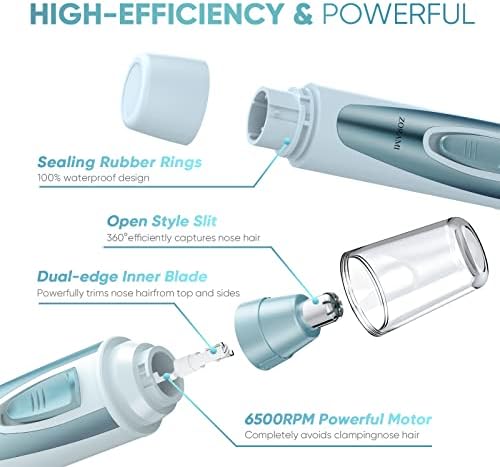 Ear and Nose Hair Trimmer Clipper - 2026 Professional Painless Eyebrow & Facial Hair Trimmer for Men Women, Battery-Operated Trimmer with IPX7 Waterproof, Dual Edge Blades for Easy Cleansing Blue - Image 4