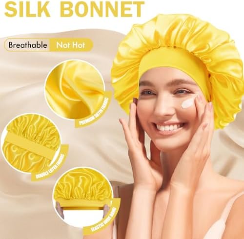 Satin Silk Bonnet for Hair, Double Layer Sleep Cap for Men & Women - Image 3