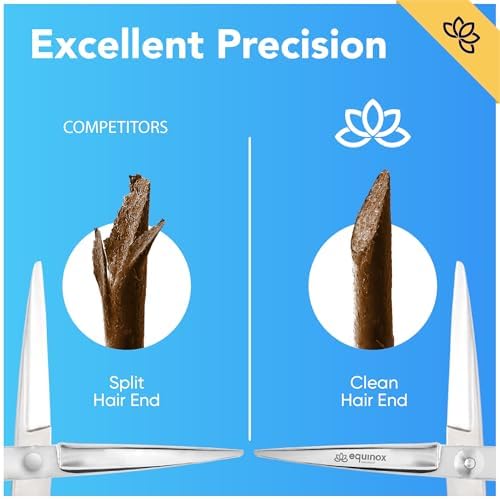 Equinox International, Professional Hair Scissors, Hair Cutting Scissors Professional, 6.5” Overall Length, Barber Scissors For Men & Women, Premium Shears For Salon & Home Use (Ice Tempered, Silver) - Image 4