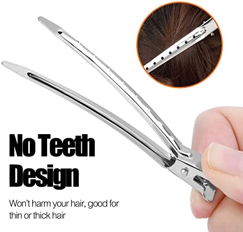 YGDZ Duck Billed Clips, 30pcs 3.5 Inch Metal Alligator Curl Hair Clips with Holes for Styling, Coloring, Thick Hair Rollers, Salon Use, Silver - Image 4