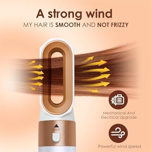 Hair Dryer Brush 5 in 1, Negative Ion Blow Dryer Brush Set -110,000 RPM High -Speed Hot Air Brush Air Styler Curling Wrap Air Curler,Curling Iron Hair Styling Tool for Straight Curl Drying Smoothing - Image 5