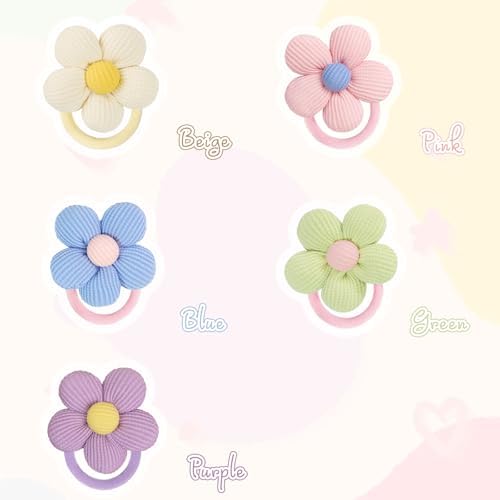 CÉLLOT 10PCS Flower Hair Ties,4cm Diameter Seamless Nylon Bands for Girls - Image 2
