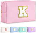 TOPEAST Gifts for Women Teen Girls, Initial Makeup Bag, Cosmetic Bag Travel Toiletry Pouch (Pink K) by TOPEAST