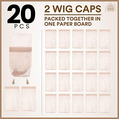 Teenitor 20PCS Wig Caps, Stretchy Thin and Transparent Wig Cap, Breathable Wig Cap for Lace Front Wig, Invisible Stocking Caps for Wigs, Bald Cap for Wig, Beige - Image 3