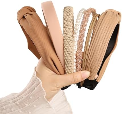 7 Pcs Headbands for Women Girls, Non Slip Cute Pearl Floral Padded Vintage Wide Fashion Multi-style Headbands for Girls - Image 3