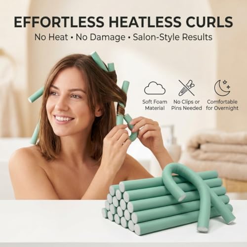 My Beauty Spot Flexi Rods Foam Hair Rollers 1" Diameter Professional Salon Quality 10 Pcs Rubber Hair Rollers for Long, Medium and Short Hair (Blue) - Image 2