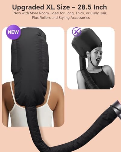 Boloye Hair Dryer Bonnet Attachment – 28.5" XL Hooded Dryer Cap for Faster Drying & Deep Conditioning, Extra-Large Space Fits Thick, Curly Hair & Styling Tools (Black, Extra Large) - Image 4