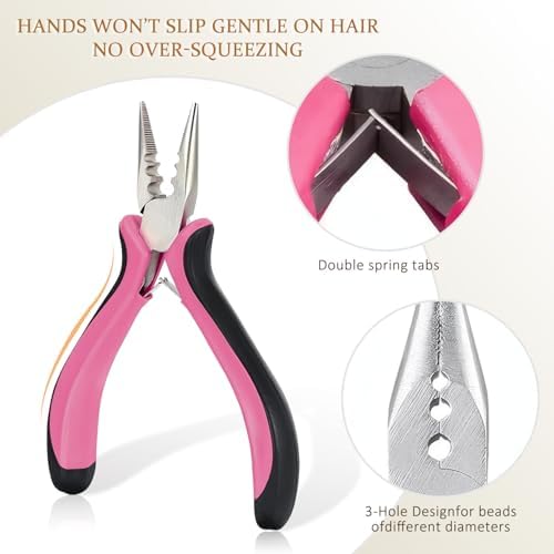 JIAMEISI Hair Extension Tool Kit, 500 Micro Rings Brown - Image 3