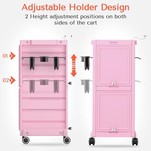 TASALON Pink Lockable Salon Cart with Wheels, Beauty Salon Station Trolley with 6 Drawers & Heat-Resistant Tool Holders, Rolling Barber Organizer for Hair Stylist, Spa & Tattoo Studio - Image 3