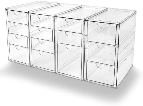 Prsildan Acrylic Desk Organizers with 14 Drawers, Stackable Makeup Storage by Prsildan