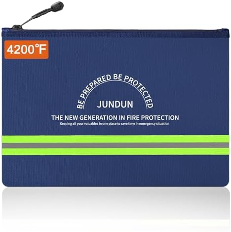JUNDUN Fireproof Document Bags,14.2”x 10.0”Waterproof Fireproof by JUNDUN