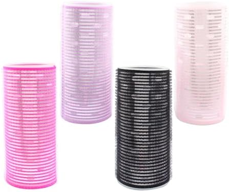 4 Pcs Hair Curlers Rollers, Rose Red, Light Pink, Purple, Black - Image 4