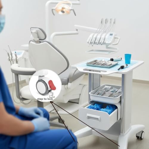 Medical Trolley Cart with Drawer & Tray 225 LBS Load Capacity - Image 6