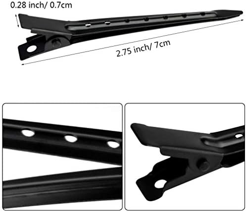 48 Packs Duck Bill Clips, Bantoye 2.75 Inches Rustproof Metal Alligator Curl Clips with Holes for Hair Styling, Hair Coloring, Black - Image 2