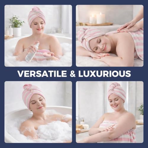 Oversized Bath Towel Wrap for Women with Plus Size Hair Dry Towel Set - Image 7