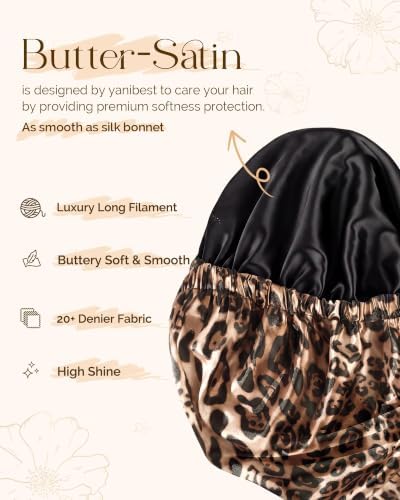 YANIBEST Adjustable Satin Sleep Bonnet, Double Layer Extra Long Hair Bonnet - Image 3