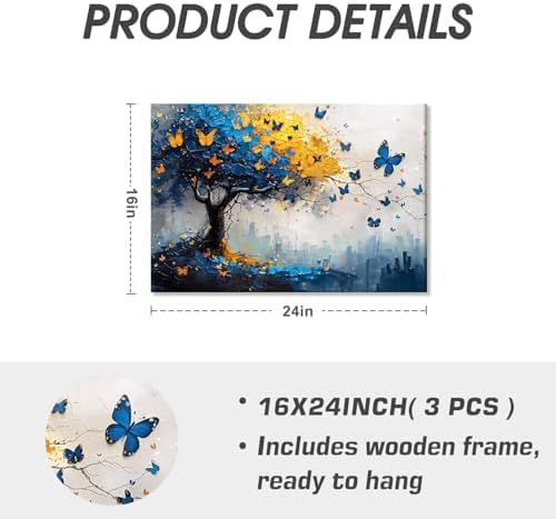 EEYNAQQ Tree of Life Wall Art 16x24 Inch Butterfly Picture Canvas Painting - Image 5
