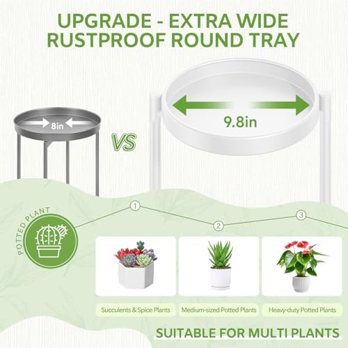 6 Tier Large Plant Stand Indoor Outdoor, 10 In Wide Tray, White - Image 3
