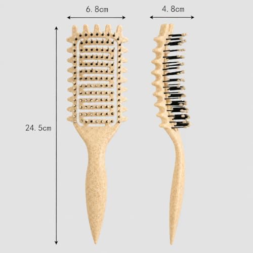 Curl Defining Brush for Curly Hair, Vented Detangling Hair Brush for Wet and Dry Styling, Curved Brush for Shaping and Smoothing Curl Clumps, Lightweight Hair Brush (Yellow Purple) - Image 3