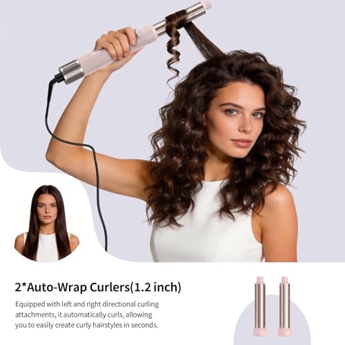 Rotating Hair Dryer Blow Brush, Multi Hot Air Styler Wrap, 105,000 RPM High-Speed Volumizing Spinning Blow Dryer Brush with Auto Curlers, Dry & Smooth & Curl & Volumize All in One - Image 6