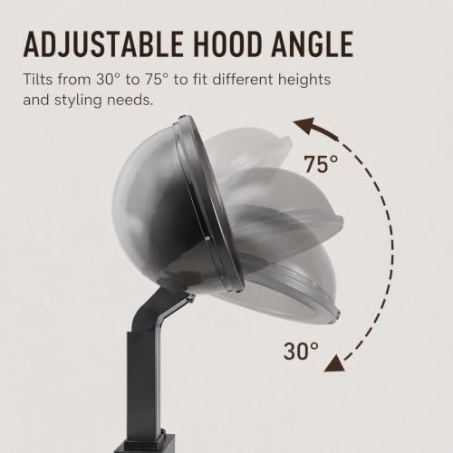 Professional Hooded Hair Dryer, 1200W Freestanding Hair Dryer, Black - Image 2