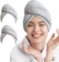 2 Pack Microfiber Hair Towel Wrap for Women Lightgrey+Lightgrey by AGLIFEFY