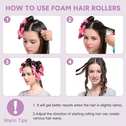 Flexible Hair Curlers to Sleep in, 30PCS Flexi Rods (9.45" and 5 Sizes 0.39"-0.78"), No Heat Heatless Curling Set for Short Medium Long Hair - Image 6