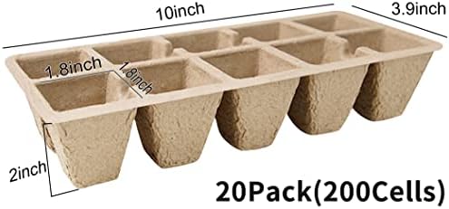 200 Cells Seed Starter Tray, 20 Pack Biodegradable Seed Starter Kit, Peat Pots for Seedlings with 200 Plant Labels, 2 Seed Planting Tool and 1 Spray Bottle - Image 2