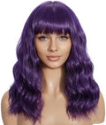 Sebast Pastel Bob Wigs with Bangs for Women Loose Wavy Wig Pastel Wavy Shoulder Length Bob Synthetic Cosplay Wig for Girl Colorful Costume Wigs (Purple) by Sebast