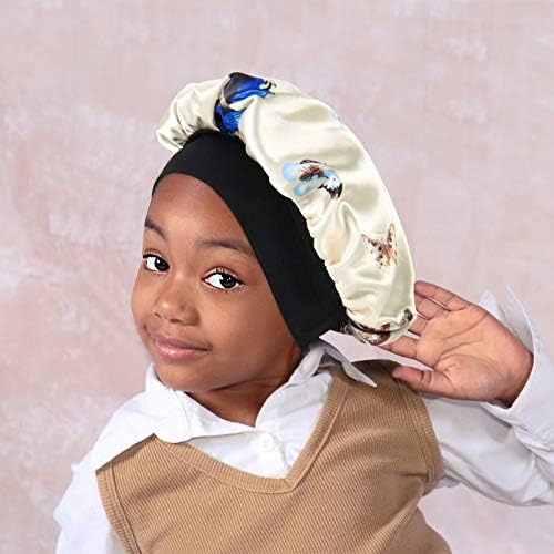 Kids Satin Bonnet Double Layer Wide Elastic Band Sleep Cap - Image 5