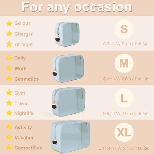 YOPCDJ 4PCS Clear Makeup Bag Set, Waterproof TPU Purse Organizer Pouches, TSA Approved Toiletry Bag, Diaper Bag Organizer Pouch, Travel Organizer Bags for Women and Kids - Image 3