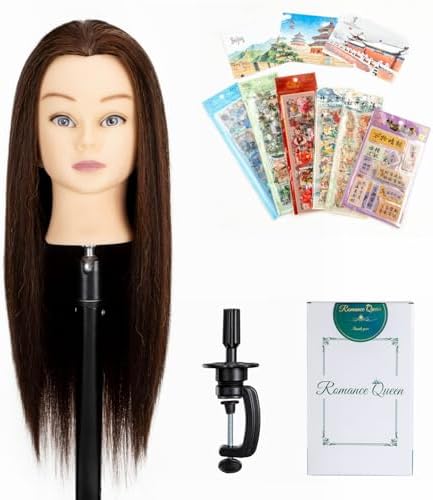 20Inch Real Hair Female Mannequin Head with Stand by RomanceQueen