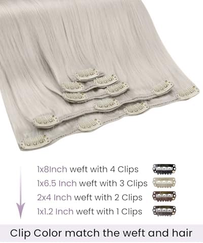 LaaVoo Clip In Hair Extensions, for party, 16 Inch 5Pcs 80g - Image 2